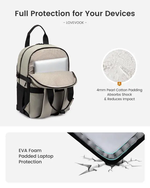 Alt view image 4 of 5 - LOVEVOOK Laptop Backpack for Women, 15.6 Inch Computer Backpack Purse, Casual Daypack Carry-On Personal Item Travel Bag, College Bookbook for Teen Girls Students Back to School