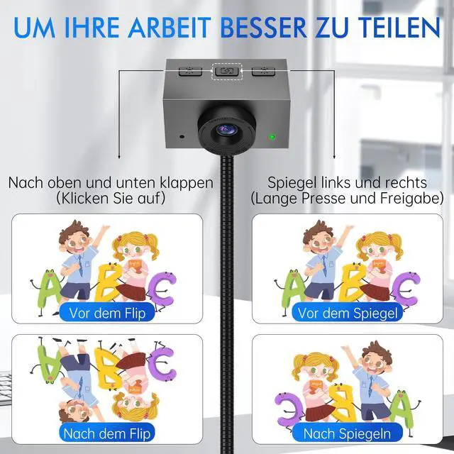 Alt view image 5 of 5 - Danyesth Eye Contact Webcam for PC,1080P Center Cam with Microphone Plug & Play Computer Camera with Adjustable Gooseneck,Middle Screen Webcam for Zoom,Video Call, Skype, Teams