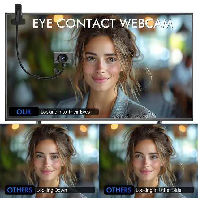 Alt view image 2 of 5 - Danyesth Eye Contact Webcam for PC,1080P Center Cam with Microphone Plug & Play Computer Camera with Adjustable Gooseneck,Middle Screen Webcam for Zoom,Video Call, Skype, Teams