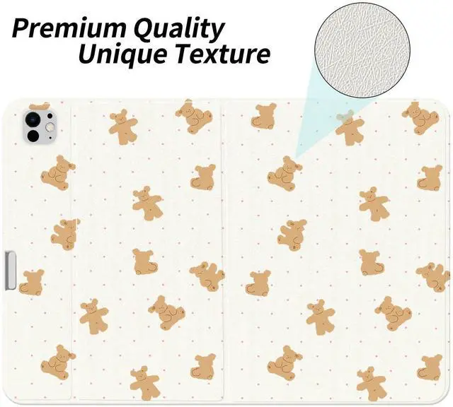 Alt view image 2 of 5 - AdorableWhimsy Cute Bear Animal Case for iPad Air 11" M2/M3(2024/2025)/iPad Air 4/Air 5 10.9" with Pencil Holder Folio Textured Leather Cover Multi-Angle Viewing Stand Case Auto Sleep/Wake