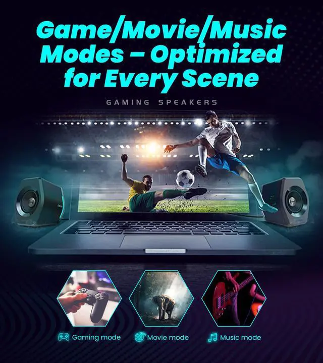 Alt view image 5 of 5 - Edifier G2000 RGB Gaming Speakers, 32W Peak Power, Compact Design for PC/PS4/Desktop, Bluetooth 5.1, 3.5mm AUX, Game/Movie/Music Modes, 12 RGB Lighting Effects - Black