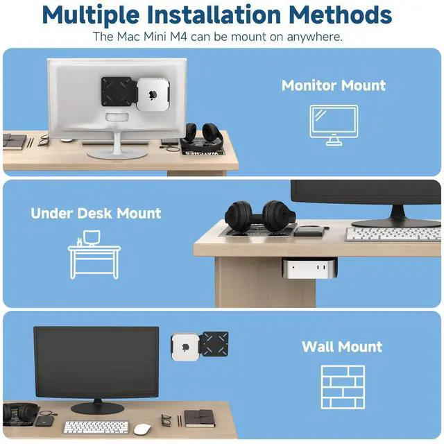 Alt view image 4 of 5 - CaSZLUTION Mac mini M4 Mounting Bracket with VESA Mount Adapter Plate - 35x75mm to 100x100mm VESA Monitor Arm Extension Plate, Behind Monitor/Wall/Desk Mount Holder for Mac mini M4 & M4 Pro 2024