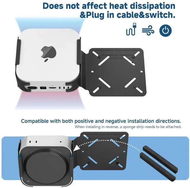 Alt view image 5 of 5 - CaSZLUTION Mac mini M4 Mounting Bracket with VESA Mount Adapter Plate - 35x75mm to 100x100mm VESA Monitor Arm Extension Plate, Behind Monitor/Wall/Desk Mount Holder for Mac mini M4 & M4 Pro 2024