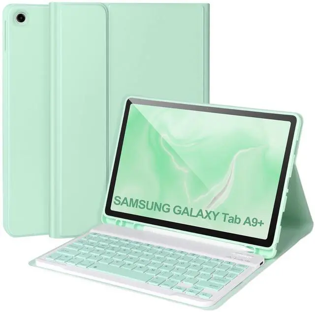 Main image of Keyboard Case for Samsung Galaxy Tab A9+/Plus 11 2023(SM-X210/X216/X218),Case with Keyboard for Samsung Tab A9+ with S Pen Holder,Detachable Bluetooth Keyboard for Galaxy A9 Auto Wake/Sleep,Green