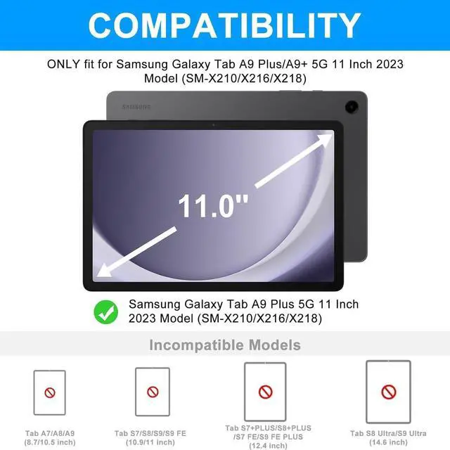 Alt view image 2 of 5 - Keyboard Case for Samsung Galaxy Tab A9+/Plus 11 2023(SM-X210/X216/X218),Case with Keyboard for Samsung Tab A9+ with S Pen Holder,Detachable Bluetooth Keyboard for Galaxy A9 Auto Wake/Sleep,Green