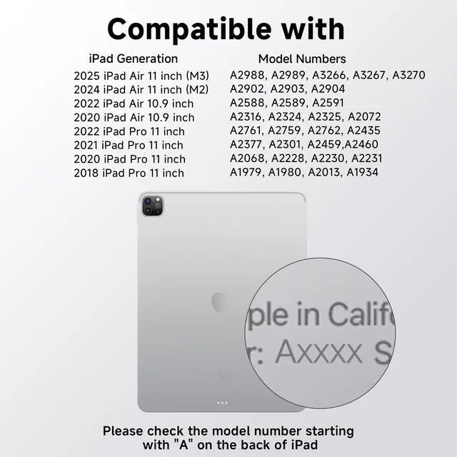 Alt view image 2 of 5 - Uminy Keyboard Case for iPad 11 inch Pro 4/3/2/1st Gen & 11 iPad Air 2025 M3, 2024 M2 & 10.9" iPad Air 5th/4th Gen, 360° Rotating Stand Transparent Protective Cover with Pencil Holder (Black)