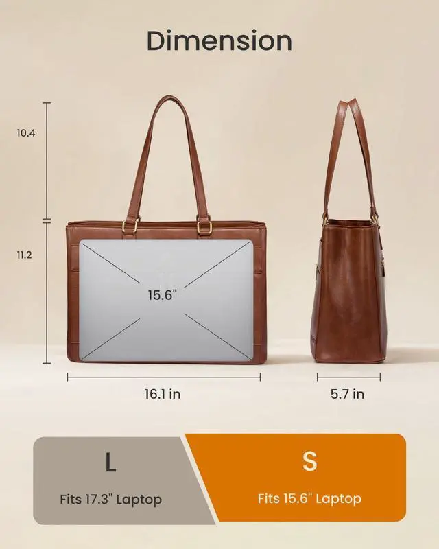 Alt view image 5 of 5 - LOVEVOOK Laptop Bag for Women,17.3 Inch Vintage Work Tote Bags for Women,Leather Teacher Bag,Large Computer Bag,Waterproof Handbags Womens Briefcase Office Messenger