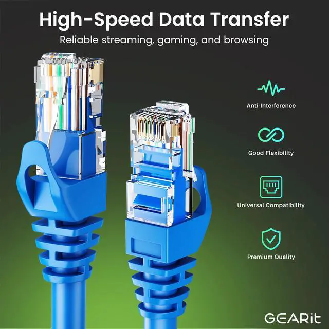 Alt view image 3 of 5 - GEARit 50-Pack Cat6 Patch Cable 1.5 Feet / 18 Inches Cat 6 Ethernet Cable Snagless Flexible Soft Tab - Premium Series - Blue