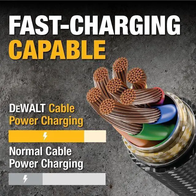Alt view image 4 of 5 - DEWALT Heavy Duty 2-Pack Durable iPhone Charger Cord, [Apple MFi Certified] 4ft Long Charging Cable, Compatible Apple Lightning to USB Cable, Fast Charging Cords for iPhone 14/13/12/11/13 Pro/13 Max
