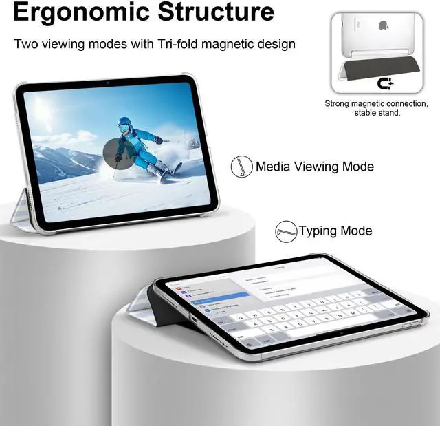 Alt view image 4 of 5 - DONGKE for iPad 11th Generation Case 11 Inch 2025 (A16 Chip) & iPad 10th Generation 10.9 Inch 2022, Slim Foldable Stand Hard PC Translucent Back Shell Smart Cover - [Auto Wake/Sleep] - Stripes