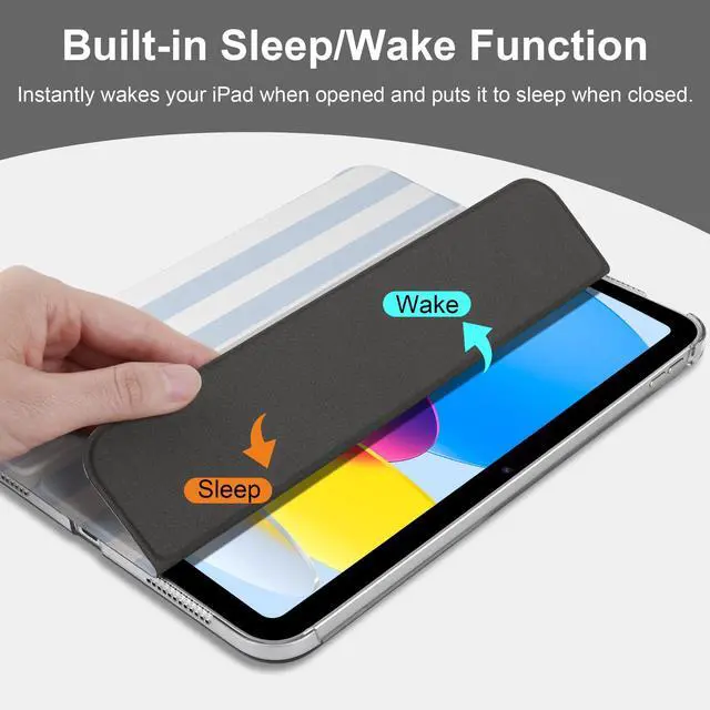 Alt view image 5 of 5 - DONGKE for iPad 11th Generation Case 11 Inch 2025 (A16 Chip) & iPad 10th Generation 10.9 Inch 2022, Slim Foldable Stand Hard PC Translucent Back Shell Smart Cover - [Auto Wake/Sleep] - Stripes