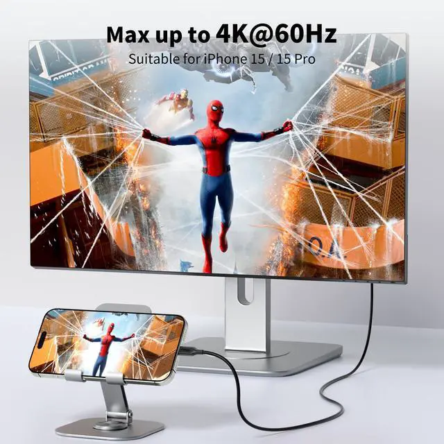 Alt view image 3 of 5 - fairikabe AR Glasses Cable USBC to USBC 2M / 6.6FT, 4K60Hz USB C Display Cable for AR Glasses USB-C Monitor Portable Monitors, 10GB 60W 4K Video Cable for Xreal One, Xreal Air and More