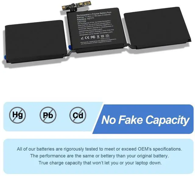 Alt view image 3 of 5 - A2159 A2289 A2338 Battery Replacement, A2171 Battery for MacBook Pro 13-Inch 2019 2020 (M1) EMC 3301 3456 3578 MUHN2 MUHP2 MUHQ2 MUHR2 MXK62 MYDA2 MYD82 MYD92 MYDC2 MXK52 MXK32 MXK72