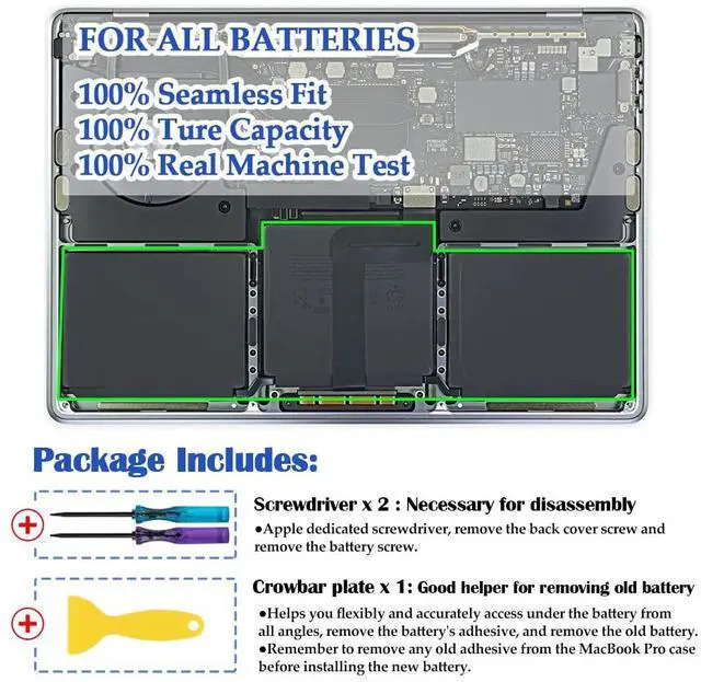 Alt view image 5 of 5 - A2159 A2289 A2338 Battery Replacement, A2171 Battery for MacBook Pro 13-Inch 2019 2020 (M1) EMC 3301 3456 3578 MUHN2 MUHP2 MUHQ2 MUHR2 MXK62 MYDA2 MYD82 MYD92 MYDC2 MXK52 MXK32 MXK72