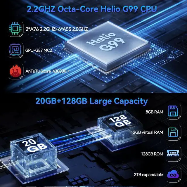 Alt view image 3 of 5 - Alphawolf PPad2 Android 15 Tablet 11 inch, FHD 1920 * 1200 IPS Display, 20GB (8+12GB Expanded) RAM 128GB ROM. MTK G99 CPU,8MP + 16MP Dual HD Camera, Widevine L1, 2.4G/5G WiFi,8000mAh