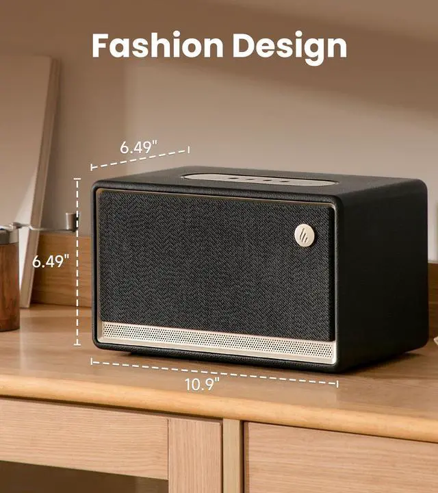 Alt view image 3 of 5 - Edifier ES300 Tabletop Wireless Speaker, Hi-Res Audio Bluetooth 5.3 & 12H Long Playtime, Crystal Clear Sound Multiple Connectivity for Home Office Outdoor Desktop - Black