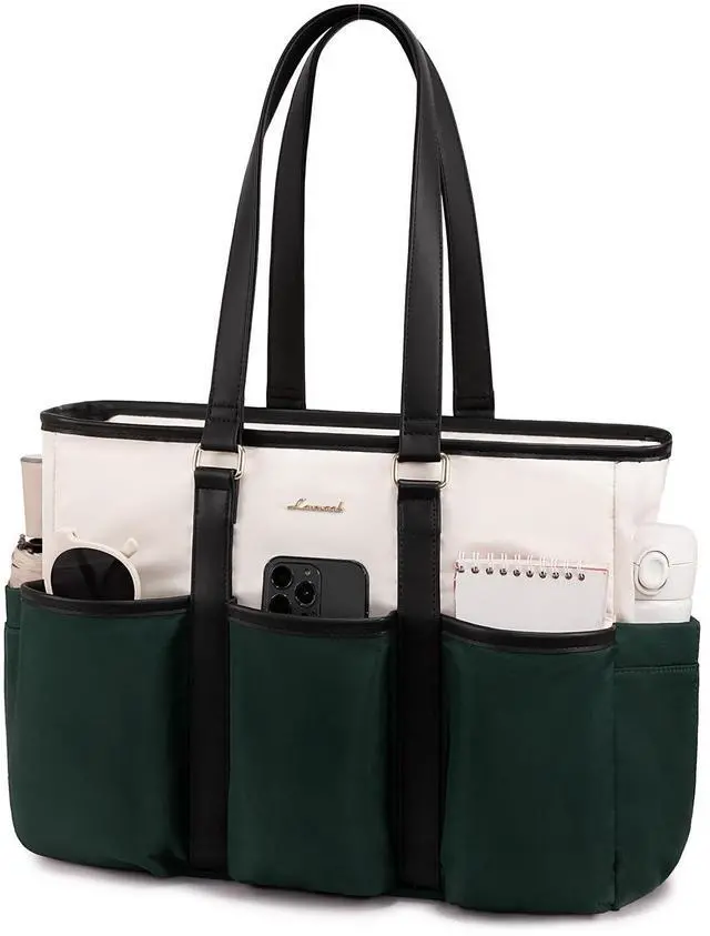 Main image of LOVEVOOK 17 Inch Laptop Tote Bag for Women Work, Teacher Tote Nurse Bag, Professional Utility Computer Bag For Work/Travel/College/Daily, Large Purse Handbag With Multi Pockets & Top Zipper