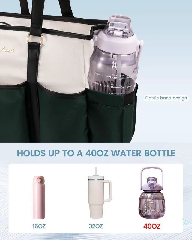 Alt view image 3 of 5 - LOVEVOOK 17 Inch Laptop Tote Bag for Women Work, Teacher Tote Nurse Bag, Professional Utility Computer Bag For Work/Travel/College/Daily, Large Purse Handbag With Multi Pockets & Top Zipper