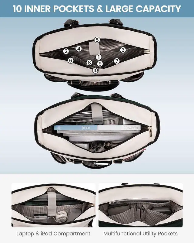 Alt view image 4 of 5 - LOVEVOOK 17 Inch Laptop Tote Bag for Women Work, Teacher Tote Nurse Bag, Professional Utility Computer Bag For Work/Travel/College/Daily, Large Purse Handbag With Multi Pockets & Top Zipper