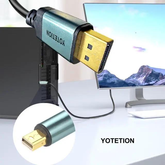 Alt view image 2 of 5 - YOTETION Long Mini DisplayPort to DisplayPort Cable 40ft, Bi-Directional Mini DP to DP Cable 4K@60Hz, 4K@144Hz, HD [Thunderbolt 2 Compatible] Aluminum Shell, Gold-Plated Braided for MacBook, PC