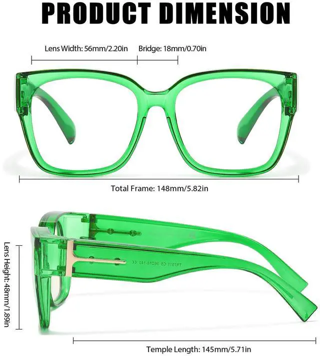 Alt view image 3 of 5 - LVIOE Fit Over Blue Light Filter Glasses for Women Men, Oversized Blue Light Blocking Glasses to Wear Over Eyeglasses LB7511