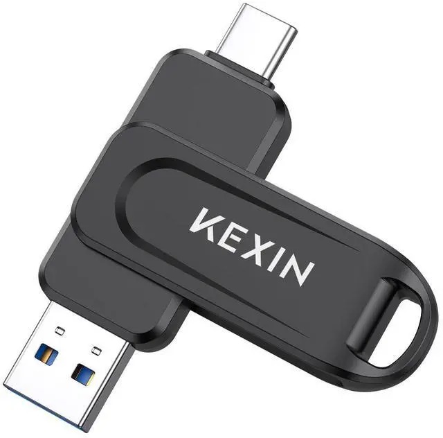 Main image of KEXIN USB C Flash Drive 512GB Thumb Drive 100MB/s Swivel Dual USB Drive 3.0 USB-A & Type-C Jump Drive for Smartphone Tablet iPhone 15/16 Car Game Console, 512GB Black