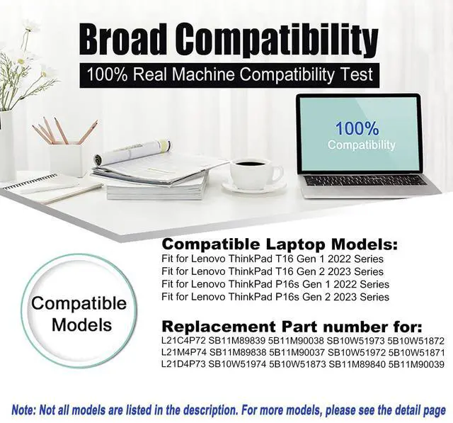 Alt view image 5 of 5 - BOWEIRUI L21C4P72 Laptop Battery for Thinkpad T14 gen3 2022 T14s gen2 2021 T14s Gen3 Series 5B10W51872 L21C4P72 L21M4P72 SB10W51973 SB11B44632