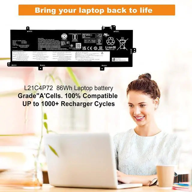 Alt view image 2 of 5 - BOWEIRUI L21C4P72 Laptop Battery for Thinkpad T14 gen3 2022 T14s gen2 2021 T14s Gen3 Series 5B10W51872 L21C4P72 L21M4P72 SB10W51973 SB11B44632