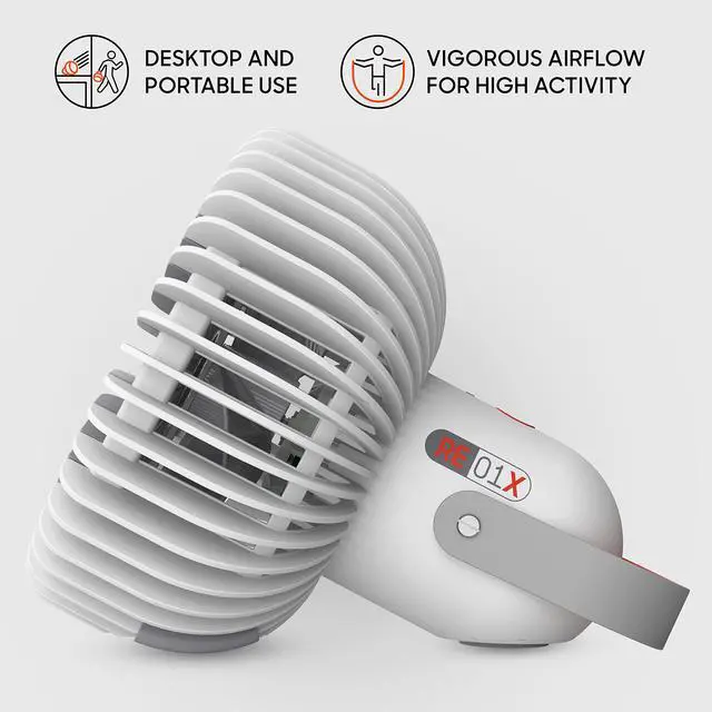 Alt view image 3 of 5 - Sharper Image REFRESH 01X Rechargeable Personal Fan, Powerful Airflow, Quiet Operation, 17 Hours of Run Time on Low, Carry Handle, Portable Fan for Travel, Optimized Sound Signature, White