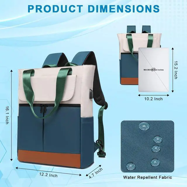 Alt view image 2 of 5 - Exeterina Laptop Backpack For Women, 15.6 Inch Travel Backpack, Carry On Backpack With Usb Charging Port, Flight Approved Backpack, Personal Item Travel Bag, Casual Daypack For Work, Travel, Business