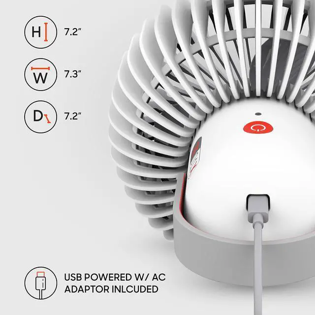 Alt view image 5 of 5 - Sharper Image REFRESH 01X Rechargeable Personal Fan, Powerful Airflow, Quiet Operation, 17 Hours of Run Time on Low, Carry Handle, Portable Fan for Travel, Optimized Sound Signature, White