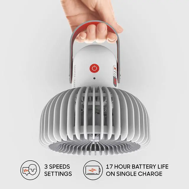 Alt view image 4 of 5 - Sharper Image REFRESH 01X Rechargeable Personal Fan, Powerful Airflow, Quiet Operation, 17 Hours of Run Time on Low, Carry Handle, Portable Fan for Travel, Optimized Sound Signature, White