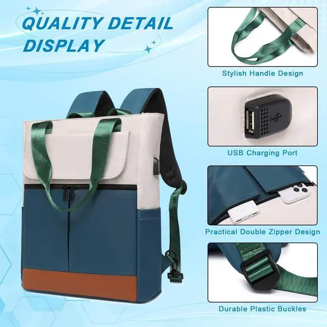 Alt view image 3 of 5 - Exeterina Laptop Backpack For Women, 15.6 Inch Travel Backpack, Carry On Backpack With Usb Charging Port, Flight Approved Backpack, Personal Item Travel Bag, Casual Daypack For Work, Travel, Business