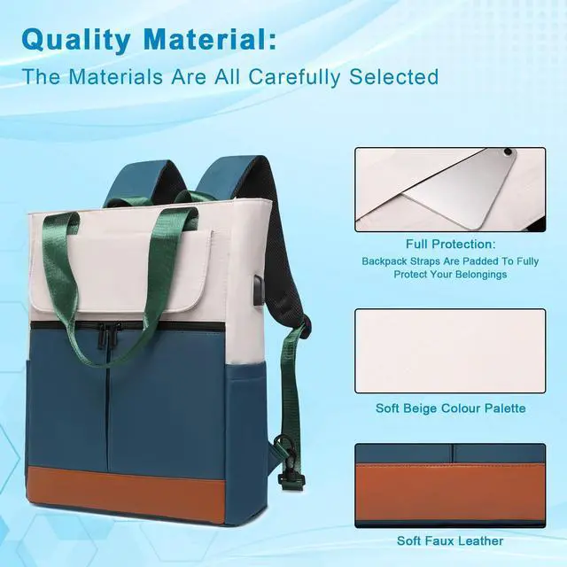 Alt view image 4 of 5 - Exeterina Laptop Backpack For Women, 15.6 Inch Travel Backpack, Carry On Backpack With Usb Charging Port, Flight Approved Backpack, Personal Item Travel Bag, Casual Daypack For Work, Travel, Business