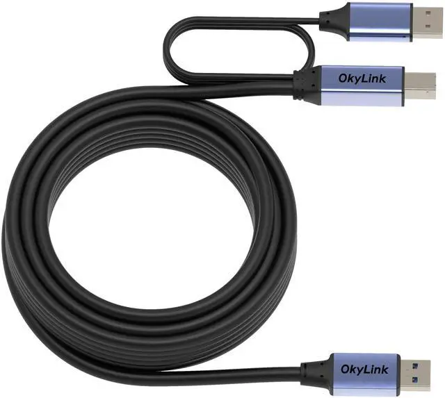 Alt view image 3 of 5 - OkyLink 32ft(10M) Active USB 3.0/3.2 Gen 1 Printer Cable A Male to B Male with Optional Power & Repeater 5Gbps for Long Distance Connection