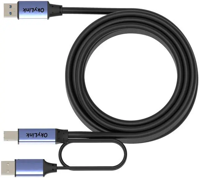 Alt view image 5 of 5 - OkyLink 32ft(10M) Active USB 3.0/3.2 Gen 1 Printer Cable A Male to B Male with Optional Power & Repeater 5Gbps for Long Distance Connection