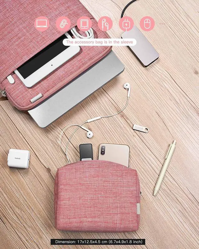 Alt view image 5 of 5 - Inateck 360° Protection Laptop Bag with Accessory Bag, Compatible with 13-inch MacBook Air/Pro M4 M3 M2 M1 2016-2025, Red