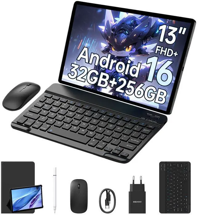 Main image of DOOGEE U13 VIP Android 16 Tablet 13 Inches, 32GB+256GB/2TB Gaming Tablet, 11000mAh, 4 Speaker with Keyboard/Pen/Mouse,13MP+5MP, 2.4G/5G WiFi, Widevine L1/BT5.0/OTG/GPS/Octa-Core/3.5mm Jack/Face ID