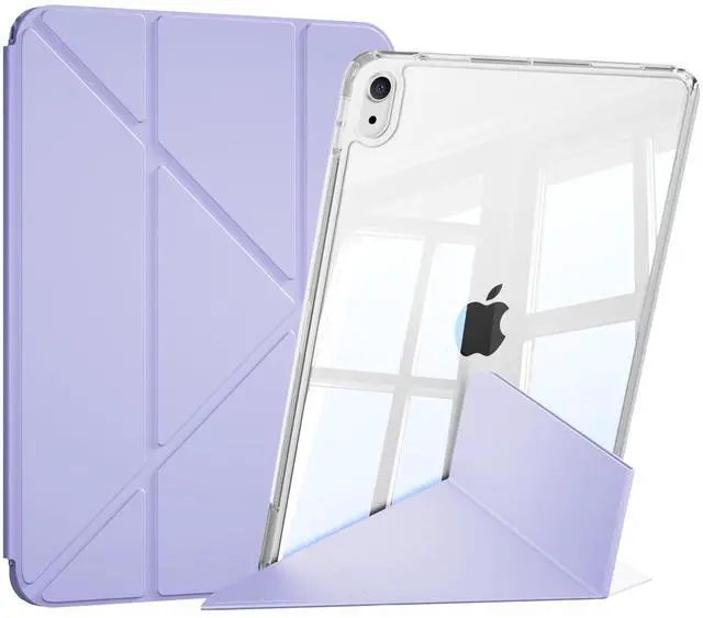 Main image of KVTVOU Clear Case for iPad (A16) 11th/10th Generation (2025/2022, 11/10.9 Inch), 2 in 1 Detachable Sliding Cover, Y-Multiple Stand Cover Support Vertical Screen Game Mode, Slim & Thin, Lilac Purple