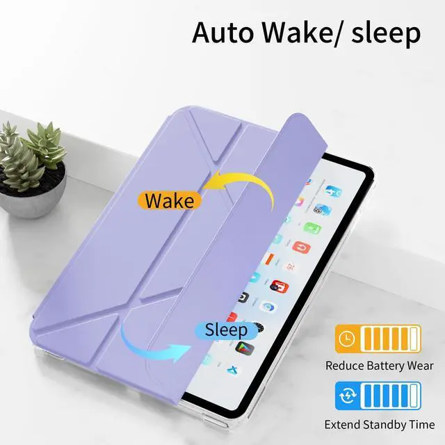 Alt view image 5 of 5 - KVTVOU Clear Case for iPad (A16) 11th/10th Generation (2025/2022, 11/10.9 Inch), 2 in 1 Detachable Sliding Cover, Y-Multiple Stand Cover Support Vertical Screen Game Mode, Slim & Thin, Lilac Purple