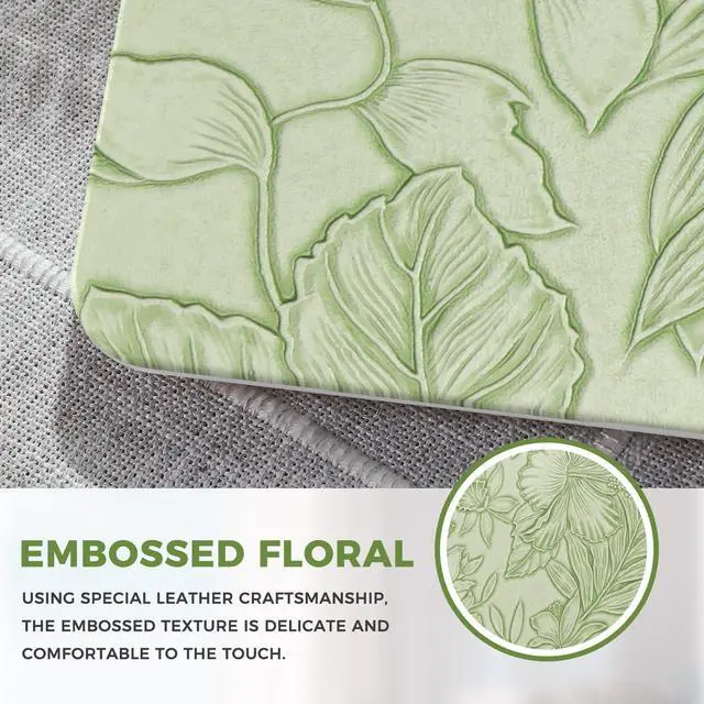 Alt view image 3 of 5 - iCasso Compatible with MacBook Air 15 inch Case 2025 2024 2023 Release M4 A3241 M3 A3114 M2 A2941, Anti-Scratch Protective Plastic Hard Shell Case+Keyboard Cover for Mac Air 15, Green Embossed Floral