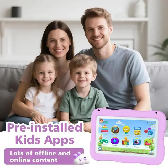 Alt view image 2 of 5 - Kids Tablet 32GB Tablet for Kids 3-7 with Lots of Offline Content, Toddler Tablets 7 inch Kids Software Installed with Protective Case WiFi, Parental Control, Tablets for Toddlers Children Ages 3-12