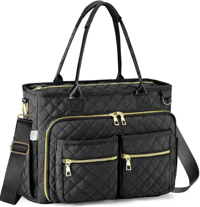 Main image of Teacher Tote Bag for Women Large Laptop Bags for Work Nursing Professional Computer Messenger Bag for Office Travel Business (Black)