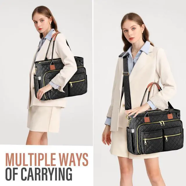 Alt view image 4 of 5 - Teacher Tote Bag for Women Large Laptop Bags for Work Nursing Professional Computer Messenger Bag for Office Travel Business (Black)