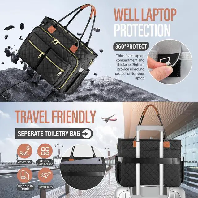 Alt view image 5 of 5 - Teacher Tote Bag for Women Large Laptop Bags for Work Nursing Professional Computer Messenger Bag for Office Travel Business (Black)