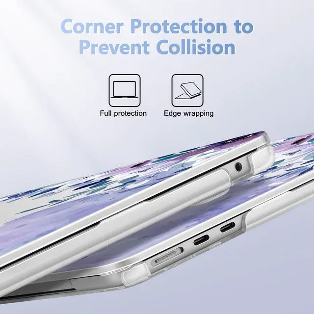 Alt view image 3 of 5 - May Chen Compatible with M4 MacBook Air 15 inch Case 2025 2024 2023 A3241 A3114 M3 A2941 M2 with Liquid Retina Display & Touch ID, Plastic Hard Shell with Keyboard Cover - Watercolor Purple Floral