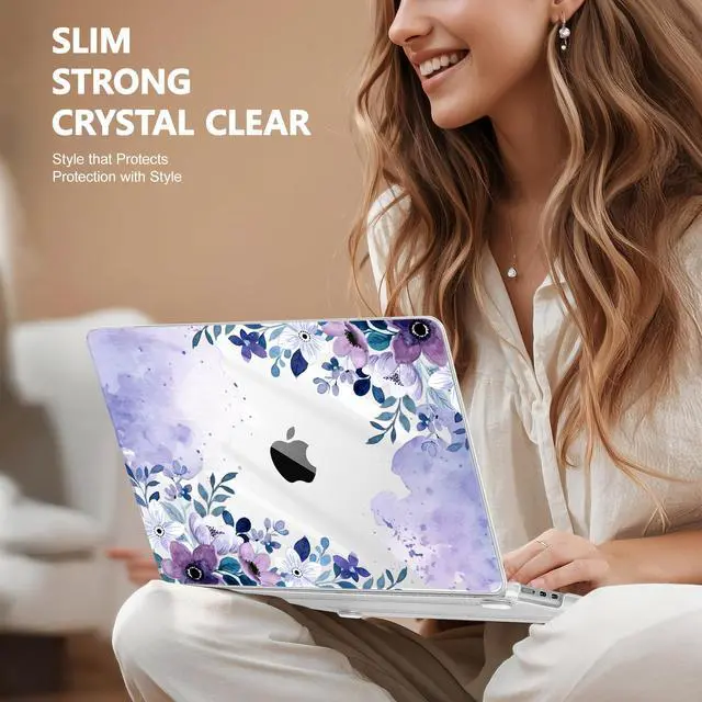 Alt view image 4 of 5 - May Chen Compatible with M4 MacBook Air 15 inch Case 2025 2024 2023 A3241 A3114 M3 A2941 M2 with Liquid Retina Display & Touch ID, Plastic Hard Shell with Keyboard Cover - Watercolor Purple Floral