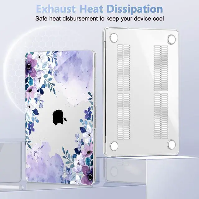 Alt view image 5 of 5 - May Chen Compatible with M4 MacBook Air 15 inch Case 2025 2024 2023 A3241 A3114 M3 A2941 M2 with Liquid Retina Display & Touch ID, Plastic Hard Shell with Keyboard Cover - Watercolor Purple Floral