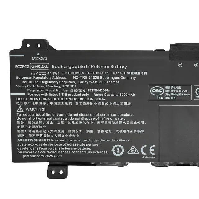 Alt view image 2 of 5 - FCZFCZ GH02XL Battery 47.3Wh Replacement for HP Chromebook 11 G7 G8 EE 14 G6 14A G5 / Chromebook Enterprise 11 G9 EE/Chromebook X360 11 G3 14B Series GHO2XL GH02044XL GH02047XL GH02047XL-PL 7.7V