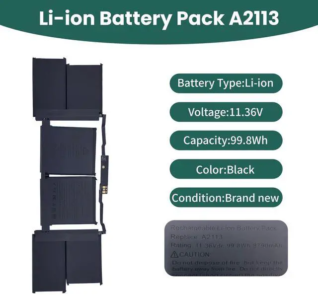 Alt view image 2 of 5 - NBULBL A2113 A2141 Battery Replacement for MacBook Pro 16 Inch A2141 Retina Series (Year 2019 2020) (EMC 3347, MVVL2 MVVL2LL/A MVVM2 MVVM2LL/A MVVJ2 MVVJ2LL/A MVVK2 MVVK2LL/A [11.36V 99.8Wh]